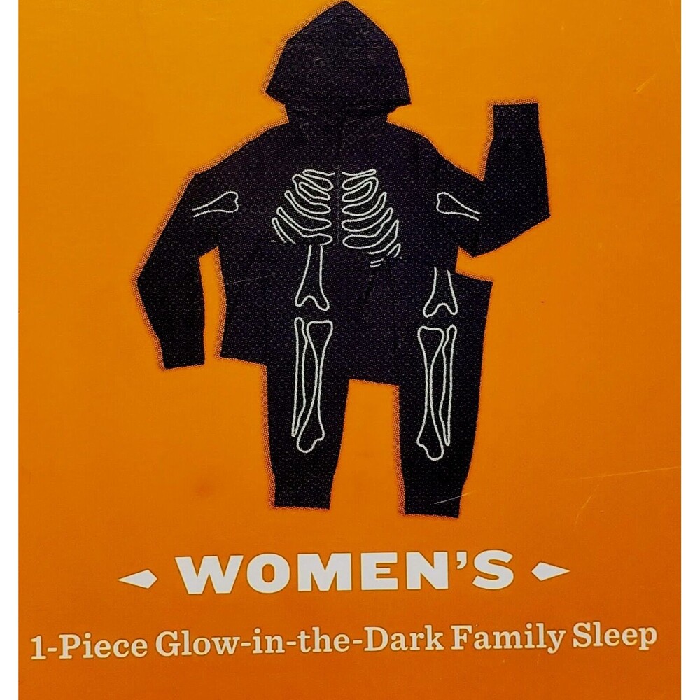 Hyde & Eek Glow In Dark SKELETON Halloween 1PC Hoodie Sleeper PJ's Women's SZ XL